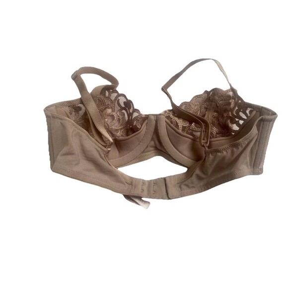 Victorias Secret Balconette Embroidered Lace Mesh Bra Nude Beige Underwire -34B - Picture 2 of 5